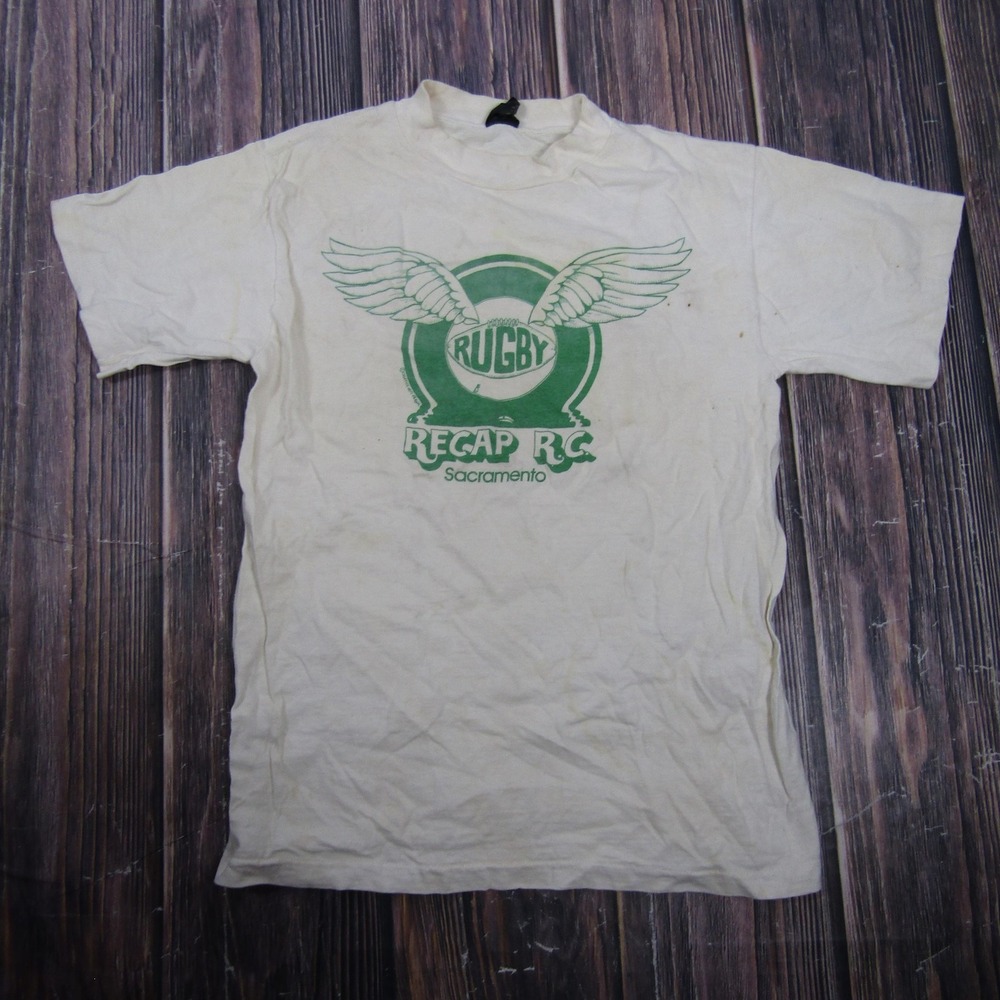 Vintage Anvil Rugby Recap RC Sacramento Shirt Mens M White Single Stitch Tee